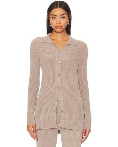 Barefoot Dreams Cozychic Ultra Lite Ribbed Button Down Cardi - Gray