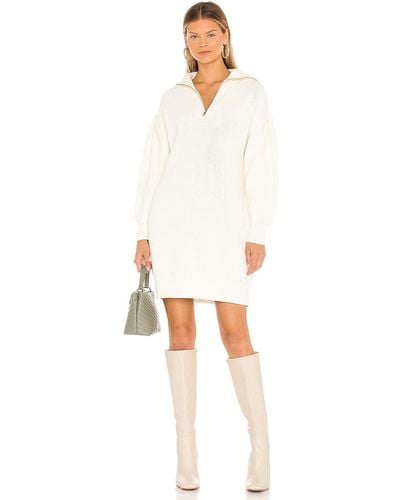 525 Pleat Sleeve Quarter Zip Dress - White