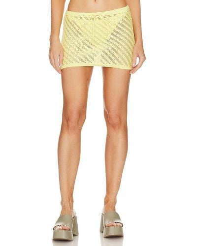 Frankie's Bikinis Daffodil Crochet Mini Skirt - Yellow