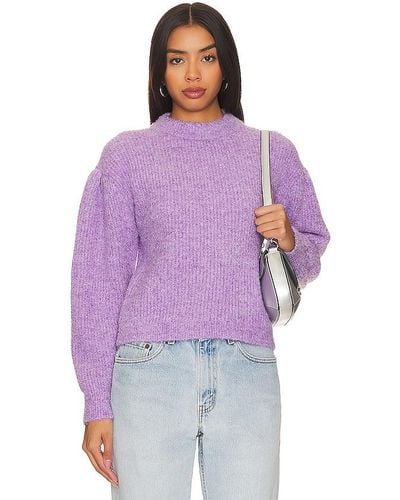 525 Fass Boucle Puff Sleeve Pullover Sweater - Purple