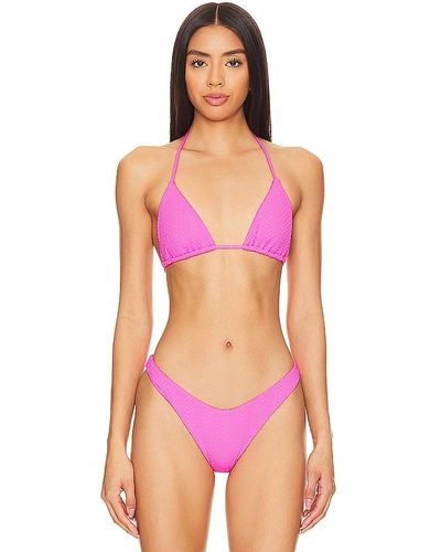 Luli Fama Wavy Baby Triangle Bikini Top - Pink