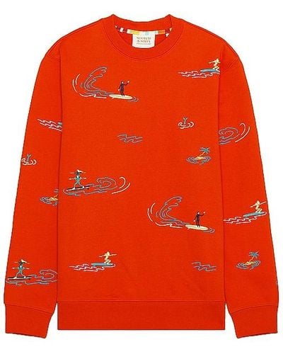 Scotch & Soda Allover Embroidery Sweatshirt - Orange