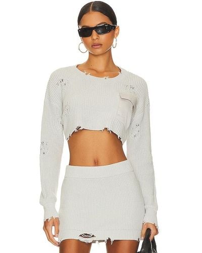 SER.O.YA Cropped Devin Sweater - White