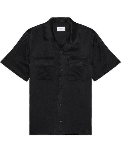 Saturdays NYC Canty Crinkled Satin Shirt - Black