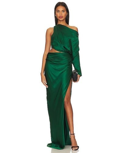 The Sei One Sleeve Drape Gown - Green