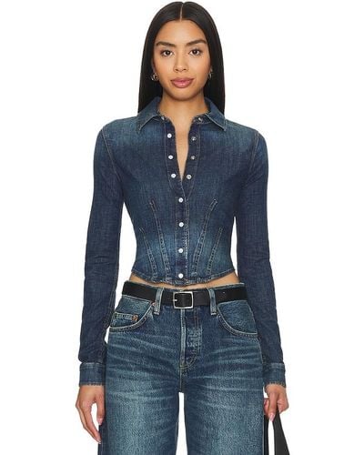RE/DONE X Pam Anderson Fitted Denim Shirt - Blue