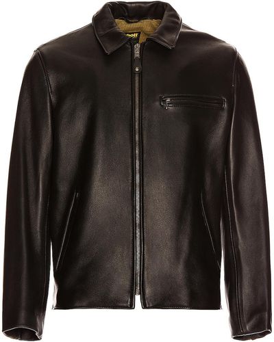 Schott Nyc Collar Lamb Leather Jacket - ブラック