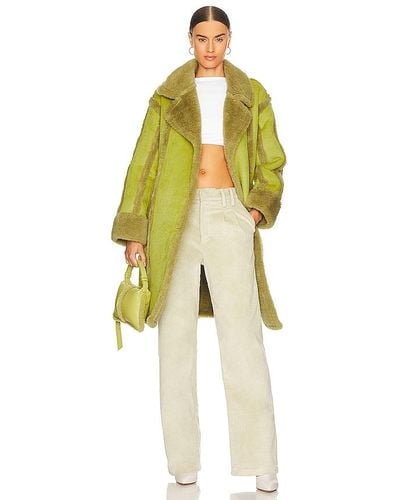 OW Collection New York Faux Fur Jacket - Yellow