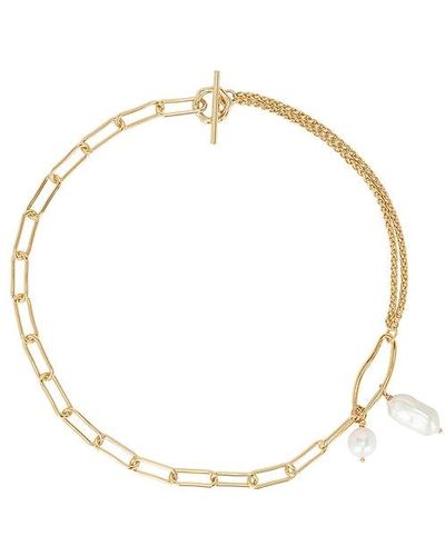 By Adina Eden Pearl And Chain Toggle Necklace - White