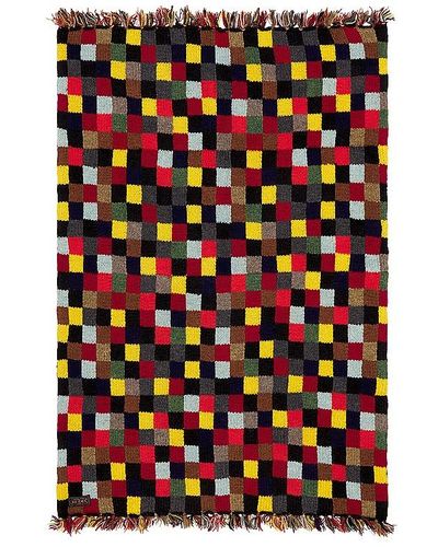 Beams Plus Hand Knit 2 Layer Patchwork Scarf - Black
