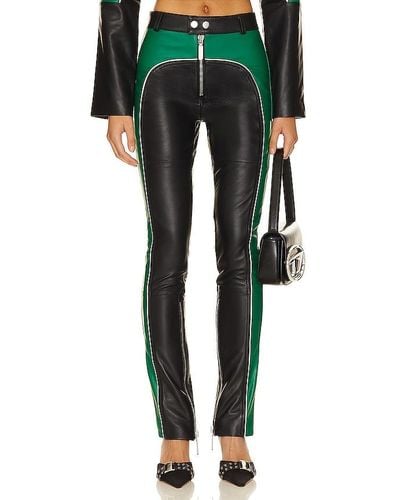 Camila Coelho Biker Leather Trousers - Green