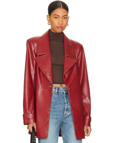 House of Harlow 1960 X Revolve Bordeaux Faux Leather Blazer - Red