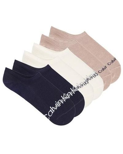 Calvin Klein 3 Pack Organic Cotton Liner Socks - Blue