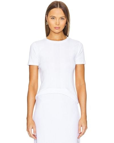 Goldie Camiseta de canalé de algodón short sleeve - Blanco