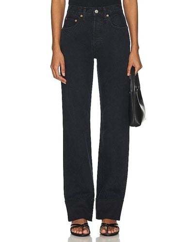 RE/DONE HIGH-RISE-JEANS MIT WEITEM BEIN LOOSE LONG - Blau