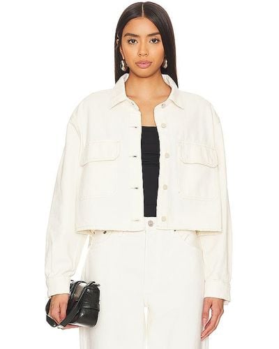 Hudson Jeans Cropped Oversized Button Down Shirt - Natural