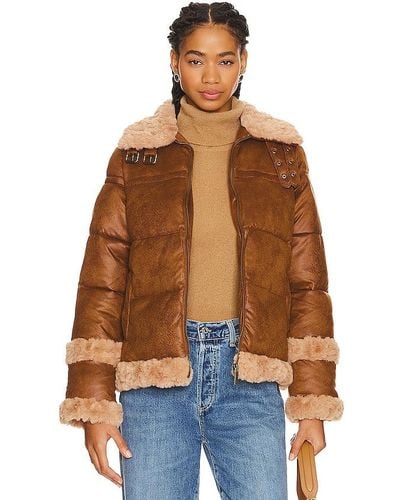 Unreal Fur Ripple Puffer Jacket - Brown
