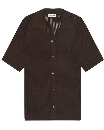 Rolla's Bowler Grid Knit Shirt - Brown