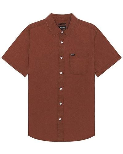 Brixton Charter Sol Wash Short Sleeve Shirt - Red