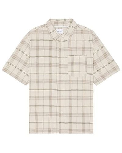 Norse Projects Ivan Relaxed Textured Check Short Sleeve Shirt - White