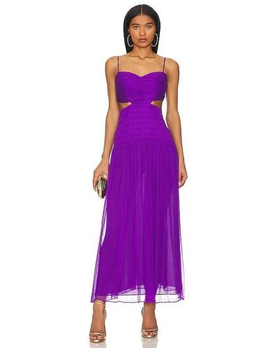 Shona Joy Malina Ruched Cut Out Midi Dress - Purple