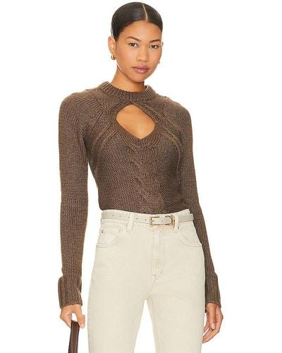 Lovers + Friends Emory Keyhole Cable Pullover - Brown