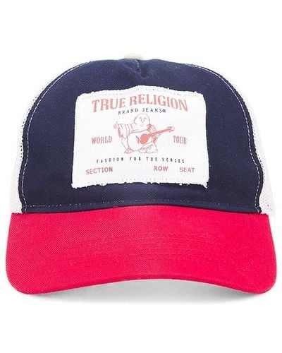 True Religion Frayed Edge Buddha Trucker Hat - Pink