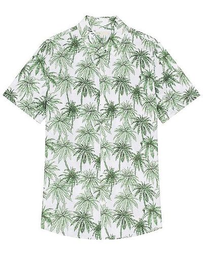 Onia Jack Air Linen Jungle Palms Shirt - Green