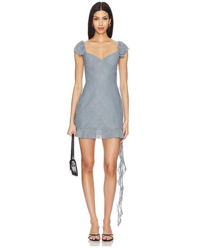 WeWoreWhat Aysmmnetrical Lace Mini Dress - Blue