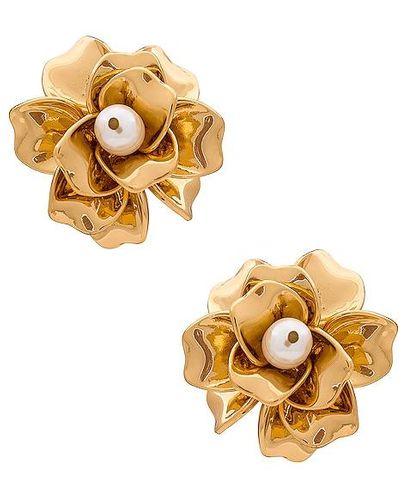 Ettika Flower And Pearl Earrings - Metallic