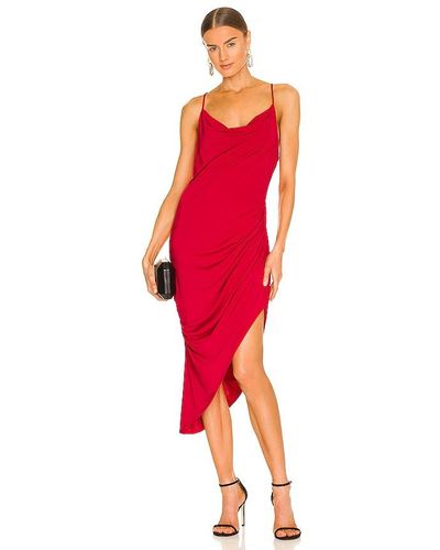 Krisa Draped Midi Dress - Red