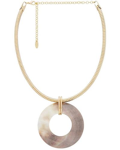 Ettika Shell Donut Pendant Flex Chain Necklace - White