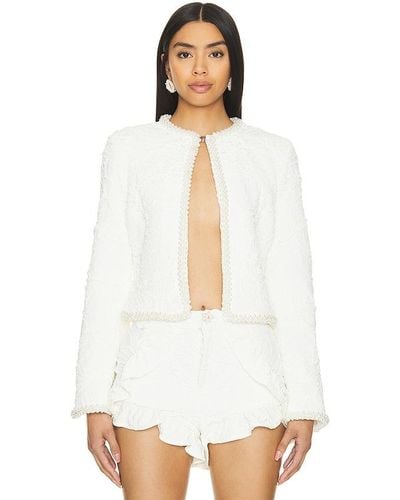 PATBO BLOUSON PEARL BEADED - Blanc