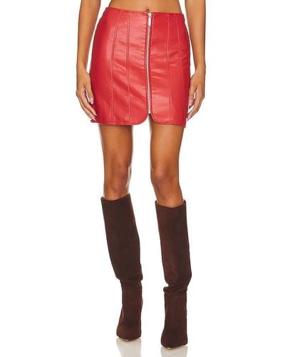 Free People Layla Faux Leather Mini Skirt - Red