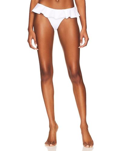 MILLY Cabana Ruffle Bikini Bottom - White