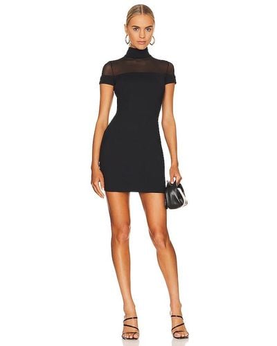 Susana Monaco Mock Neck Sheer Mini Dress - Black