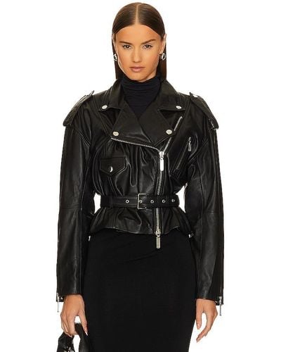 Camila Coelho Ambrosia Leather Moto Jacket - Black