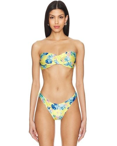 MILLY Cabana Floating Cosmos Twist Bandeau Top - Multicolor