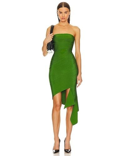 Hervé Léger Slashed Bandage Strapless Mini Dress - Green