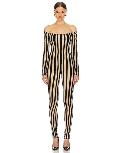 LAQUAN SMITH Off shoulder catsuit with zipper detail - Negro