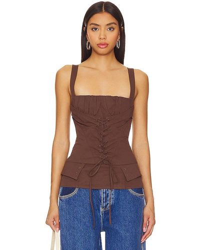 Lioness In Bloom Top In Chocolate. - Size L (also In M, S, Xl, Xs, Xxs) - Blue