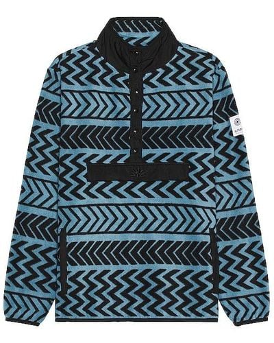 Autumn Headwear Orb Half Snap Fleece Sweater - Blue