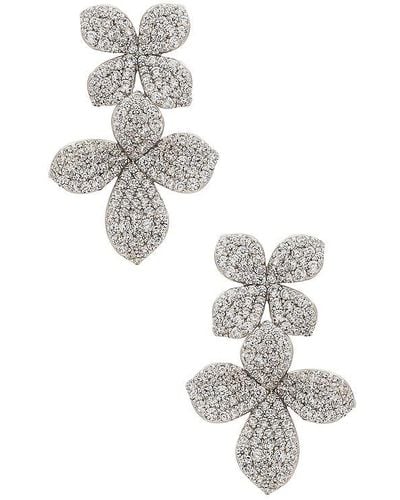 Shashi Flower Pave Drop Earring - White