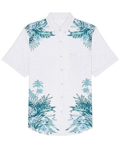 Vintage Summer Mens Stretch Button Up Shirt - Blue