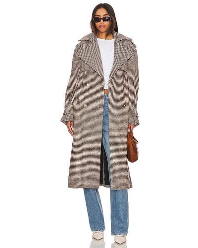Bardot Oversized Check Trench - Red