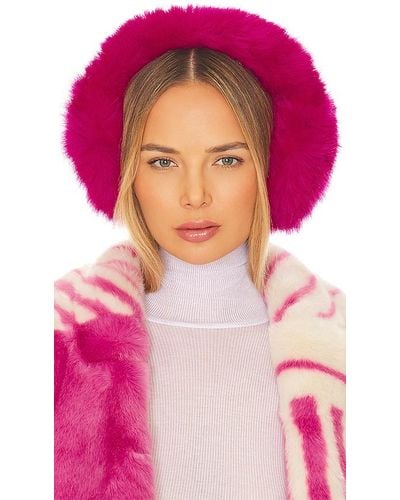 Jocelyn Faux Long Hair Fur Earmuffs - Pink