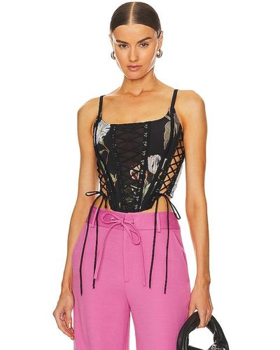 Monse Print Laced Bustier - Red