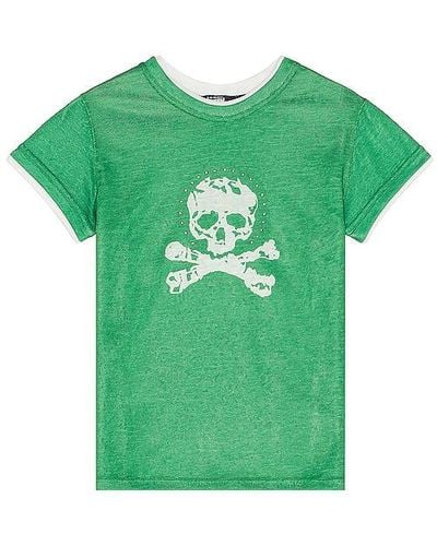 Jaded London Green Skull And Cross Bones T-shirt