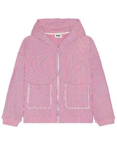 KROST Striped Knit Zip Hoodie - Pink