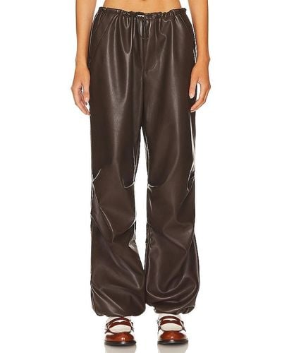 AFRM Faux Leather Frankie Parachute Trousers - Brown